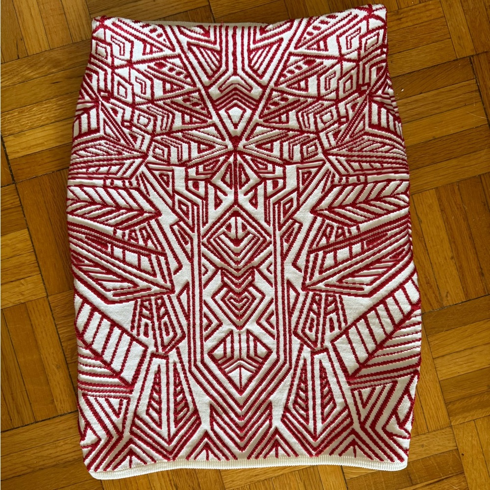 RVN jacquard mini Skirt in Red and White